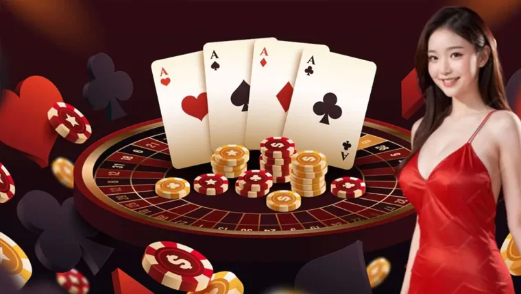 Poker strategy guide with chips and cards